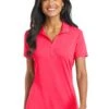 Port Authority Shirts: Women's L568 HC Hot Coral Ladies Cotton Touch Performance Polo -Work Clothes Store 6674 hotcoral 1 l568hotcoralmodelfront 1200w