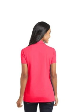Port Authority Shirts: Women's L568 HC Hot Coral Ladies Cotton Touch Performance Polo -Work Clothes Store 6674 hotcoral 2 l568hotcoralmodelback 1200w