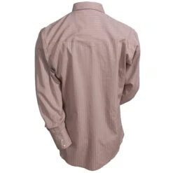 Wrangler Shirts: Men's Tan 75742 TN Sport Western Dobby Stripe Long Sleeve Shirt -Work Clothes Store 75742tn 3