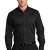 Port Authority Shirts: Men's S663 BLK Black Button Down SuperPro Twill Shirt 2 Port Authority Shirts: Men's S663 BLK Black Button Down SuperPro Twill Shirt -Work Clothes Store 7607 black 1 s663blackmodelfront3 337w