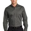 Port Authority Shirts: Men's S663 STGY Sterling Grey Button Down SuperPro Twill Shirt -Work Clothes Store 7607 sterlinggy 1 s663sterlinggymodelfront3 337w