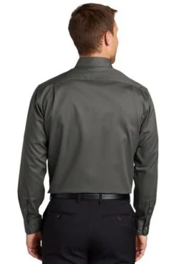 Port Authority Shirts: Men's S663 STGY Sterling Grey Button Down SuperPro Twill Shirt -Work Clothes Store 7607 sterlinggy 2 s663sterlinggymodelback3 337w