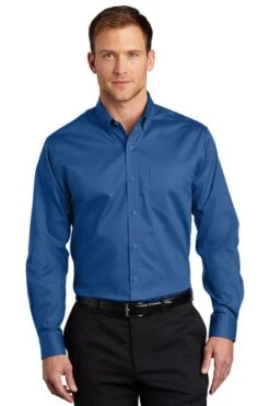 Port Authority Shirts: Men's S663 TB True Blue Button Down SuperPro Twill Shirt