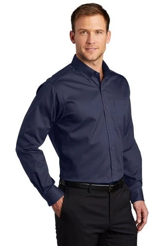 Port Authority Shirts: Men's S663 TNY True Navy Button Down SuperPro Twill Shirt 4 Port Authority Shirts: Men's S663 TNY True Navy Button Down SuperPro Twill Shirt - Image 2