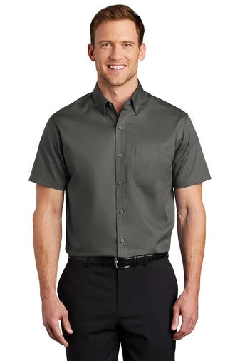 Port Authority Shirts: Men's S664 STGY Sterling Grey Button Down Short Sleeve SuperPro Twill Shirt 3 Port Authority Shirts: Men's S664 STGY Sterling Grey Button Down Short Sleeve SuperPro Twill Shirt