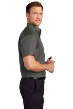 Port Authority Shirts: Men's S664 STGY Sterling Grey Button Down Short Sleeve SuperPro Twill Shirt 8 Port Authority Shirts: Men's S664 STGY Sterling Grey Button Down Short Sleeve SuperPro Twill Shirt -Work Clothes Store 7608 sterlinggy 3 s664sterlinggymodelside3 337w