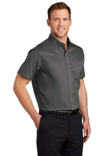 Port Authority Shirts: Men's S664 STGY Sterling Grey Button Down Short Sleeve SuperPro Twill Shirt 4 Port Authority Shirts: Men's S664 STGY Sterling Grey Button Down Short Sleeve SuperPro Twill Shirt - Image 2