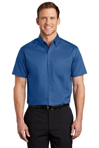 Port Authority Shirts: Men's S664 TBLU True Blue Button Down Short Sleeve SuperPro Twill Shirt 3 Port Authority Shirts: Men's S664 TBLU True Blue Button Down Short Sleeve SuperPro Twill Shirt