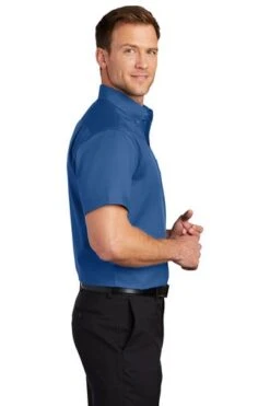 Port Authority Shirts: Men's S664 TBLU True Blue Button Down Short Sleeve SuperPro Twill Shirt 8 Port Authority Shirts: Men's S664 TBLU True Blue Button Down Short Sleeve SuperPro Twill Shirt -Work Clothes Store 7608 trueblue 3 s664truebluemodelside3 337w