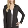 District Cardigans: Women's DT156 BKFST Black Forest Perfect Tri Hooded Cardigan -Work Clothes Store 9206 blackfrost 1 dt156blackfrostmodelfront 337w