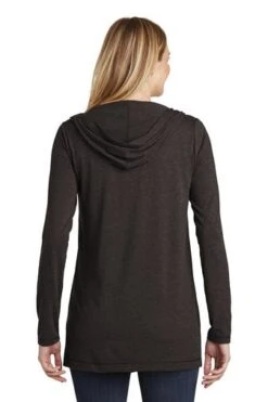 District Cardigans: Women's DT156 BKFST Black Forest Perfect Tri Hooded Cardigan -Work Clothes Store 9206 blackfrost 2 dt156blackfrostmodelback 337w
