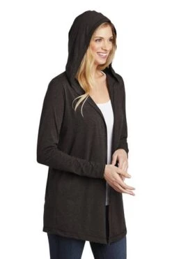 District Cardigans: Women's DT156 BKFST Black Forest Perfect Tri Hooded Cardigan -Work Clothes Store 9206 blackfrost 4 dt156blackfrostmodelhood 337w