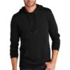 District Sweatshirts: Men's DT571 BLK Black Featherweight French Terry Hoodie -Work Clothes Store 9747 black 1 dt571blackmodelfront 337w