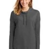 District Sweatshirts: Women's DT671 WC Washed Coal Featherweight French Terry Hoodie -Work Clothes Store 9748 washedcoal 1 dt671washedcoalmodelfront 337w