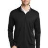 Port Authority Shirts: Men's K584 BSTG Black Steel Grey Silk Touch Performance 1/4-Zip Shirt -Work Clothes Store 9771 blacksteelgy 1 k584blacksteelgymodelfront 337w