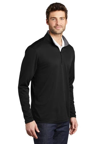 Port Authority Shirts: Men's K584 BSTG Black Steel Grey Silk Touch Performance 1/4-Zip Shirt 4 Port Authority Shirts: Men's K584 BSTG Black Steel Grey Silk Touch Performance 1/4-Zip Shirt - Image 2