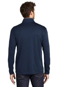 Port Authority Shirts: Men's K584 NVSG Navy Steel Grey Silk Touch Performance 1/4-Zip Shirt -Work Clothes Store 9771 navysteelgry 2 k584navysteelgrymodelback 337w