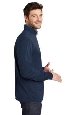 Port Authority Shirts: Men's K584 NVSG Navy Steel Grey Silk Touch Performance 1/4-Zip Shirt -Work Clothes Store 9771 navysteelgry 3 k584navysteelgrymodelside 337w