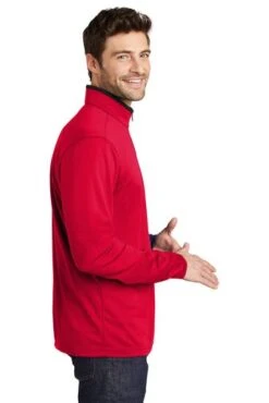 Port Authority Shirts: Men's K584 RDBK Red Black Silk Touch Performance 1/4-Zip Shirt -Work Clothes Store 9771 redblack 3 k584redblackmodelside 337w