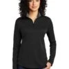 Port Authority Shirts: Women's LK584 BKSG Black Steel Grey Silk Touch Performance 1/4-Zip Shirt -Work Clothes Store 9772 blacksteelgy 1 lk584blacksteelgymodelfront 337w