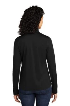 Port Authority Shirts: Women's LK584 BKSG Black Steel Grey Silk Touch Performance 1/4-Zip Shirt -Work Clothes Store 9772 blacksteelgy 2 lk584blacksteelgymodelback 337w