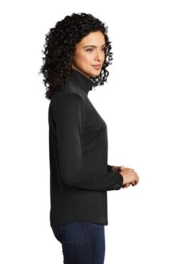 Port Authority Shirts: Women's LK584 BKSG Black Steel Grey Silk Touch Performance 1/4-Zip Shirt -Work Clothes Store 9772 blacksteelgy 3 lk584blacksteelgymodelside 337w