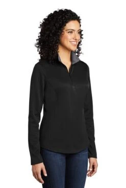 Port Authority Shirts: Women's LK584 BKSG Black Steel Grey Silk Touch Performance 1/4-Zip Shirt -Work Clothes Store 9772 blacksteelgy 4 lk584blacksteelgymodel3q 337w