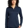 Port Authority Shirts: Women's LK584 NVSG Navy Steel Grey Silk Touch Performance 1/4-Zip Shirt