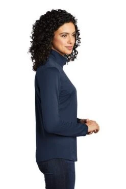 Port Authority Shirts: Women's LK584 NVSG Navy Steel Grey Silk Touch Performance 1/4-Zip Shirt -Work Clothes Store 9772 navysteelgry 3 lk584navysteelgrymodelside 337w