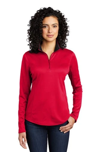 Port Authority Shirts: Women's LK584 RDBK Red Black Silk Touch Performance 1/4-Zip Shirt 3 Port Authority Shirts: Women's LK584 RDBK Red Black Silk Touch Performance 1/4-Zip Shirt