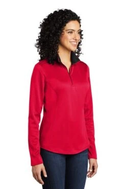 Port Authority Shirts: Women's LK584 RDBK Red Black Silk Touch Performance 1/4-Zip Shirt 7 Port Authority Shirts: Women's LK584 RDBK Red Black Silk Touch Performance 1/4-Zip Shirt -Work Clothes Store 9772 redblack 4 lk584redblackmodel3q 337w