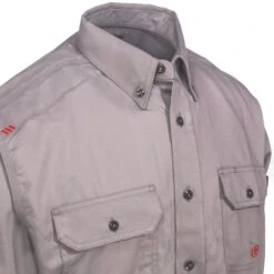 Ariat Work FR Shirts: FR Solid Silver Fox Men's 10012253 Long-Sleeve Twill Shirt -Work Clothes Store ariat 10012253 gry cd 01