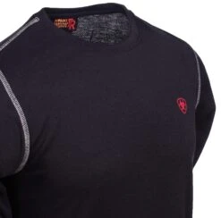 Ariat Work FR Shirts: Men's Polartec FR 10014892 Black Baselayer Shirt