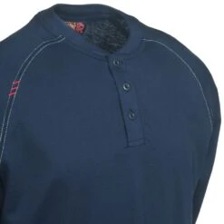 Ariat Shirts: Men's 10013518 Navy Flame-Resistant Long-Sleeve Henley Shirt