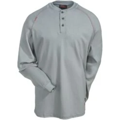 Ariat Shirts: Men's 10013519 Flame-Resistant Long-Sleeve Silver Fox Henley Shirt -Work Clothes Store ariat fr 10013519 f 01