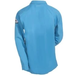 Bulwark Shirts: Men's Blue QT12 BL Flame-Resistant Long Sleeve Polo Shirt -Work Clothes Store bulwark qt12bl b 01 1