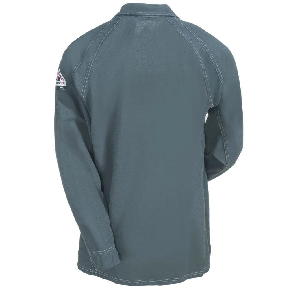 Bulwark Shirts: Men's QT12 CH Grey Flame-Resistant Long Sleeve Polo Shirt 5 Bulwark Shirts: Men's QT12 CH Grey Flame-Resistant Long Sleeve Polo Shirt - Image 3