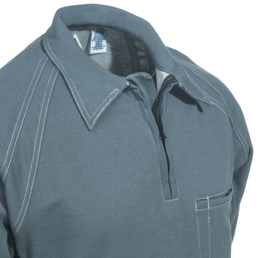 Bulwark Shirts: Men's QT12 CH Grey Flame-Resistant Long Sleeve Polo Shirt 3 Bulwark Shirts: Men's QT12 CH Grey Flame-Resistant Long Sleeve Polo Shirt