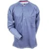 Bulwark Shirts: Men's Blue QT20 BL Flame-Resistant Long Sleeve Henley Shirt 2 Bulwark Shirts: Men's Blue QT20 BL Flame-Resistant Long Sleeve Henley Shirt -Work Clothes Store bulwark qt20 blue front view