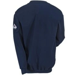 Bulwark Sweatshirts: Men's SEC2 NV Flame-Resistant Navy Blue Crewneck -Work Clothes Store bulwark sec2nv b 01