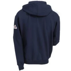 Bulwark Sweatshirts: Men's SEH4 NV Navy Flame-Resistant Hooded Zip-Up Sweatshirt -Work Clothes Store bulwark seh4nv2 b 01
