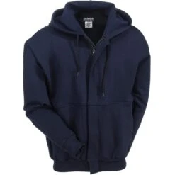 Bulwark Sweatshirts: Men's SEH4 NV Navy Flame-Resistant Hooded Zip-Up Sweatshirt -Work Clothes Store bulwark seh4nv2 f 01