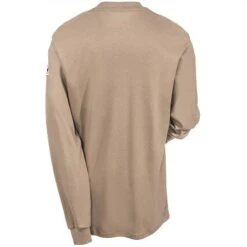 Bulwark Shirts: Men's SEL2 KH Khaki Flame-Resistant Cotton Henley Shirt -Work Clothes Store bulwark sel2kh b 01