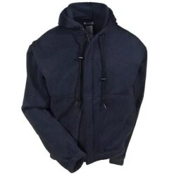Bulwark Sweatshirts: Men's Blue SMH6 NV Flame-Resistant Hooded Sweatshirt -Work Clothes Store bulwark smh6 nv f 01