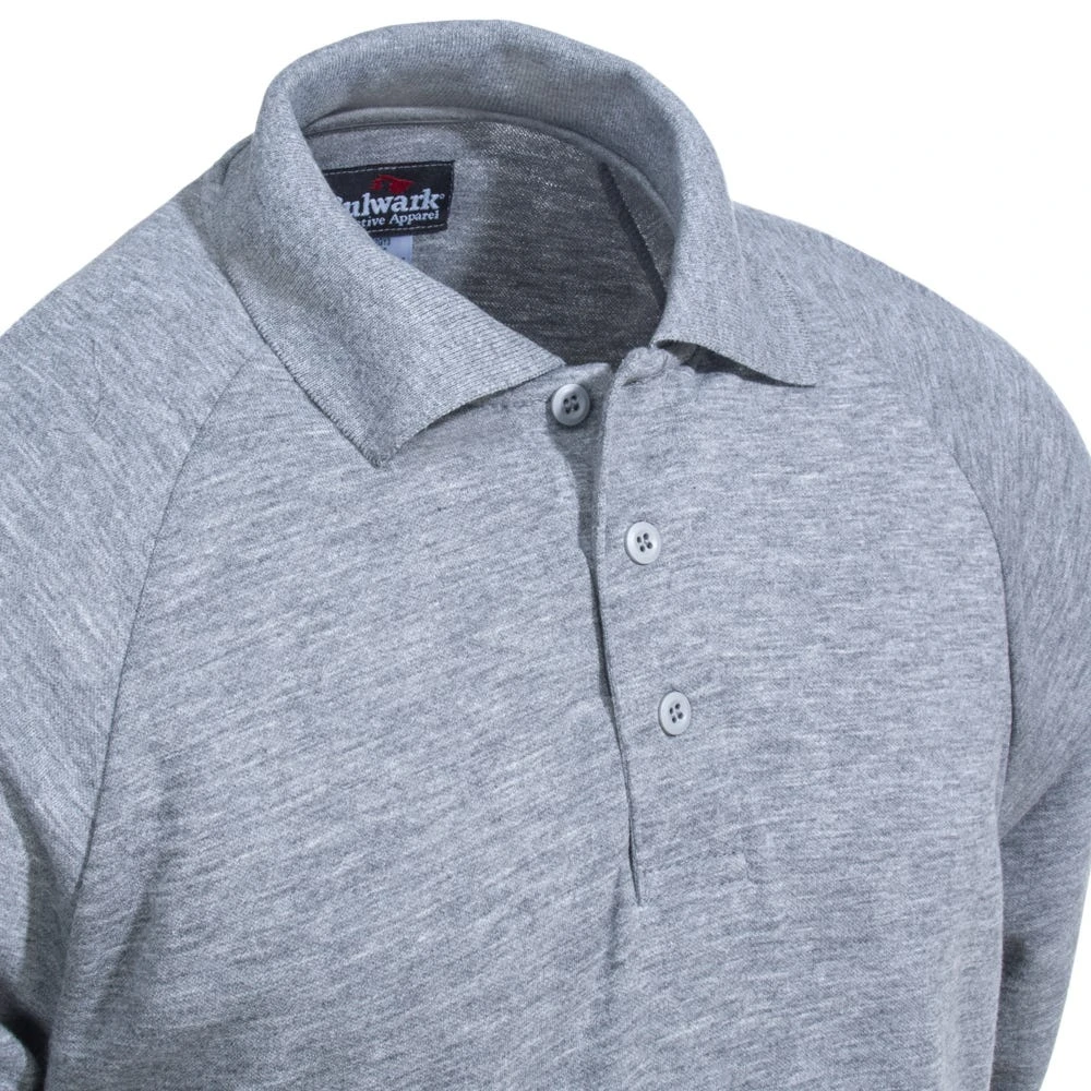 Bulwark Shirts: Men's SMP2 GY Grey FR Classic Long Sleeve Polo Shirt 4 Bulwark Shirts: Men's SMP2 GY Grey FR Classic Long Sleeve Polo Shirt - Image 2