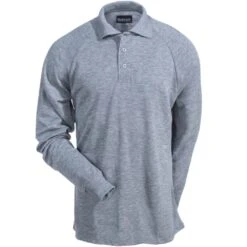 Bulwark Shirts: Men's SMP2 GY Grey FR Classic Long Sleeve Polo Shirt 7 Bulwark Shirts: Men's SMP2 GY Grey FR Classic Long Sleeve Polo Shirt -Work Clothes Store bulwark smp2gy3 f 01