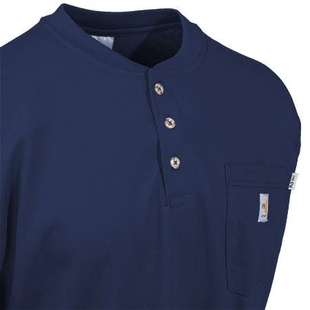 Carhartt Force Shirts: Men's Force Navy Blue 100237 410 Flame Resistant Henley Work Shirt 4 Carhartt Force Shirts: Men's Force Navy Blue 100237 410 Flame Resistant Henley Work Shirt - Image 2