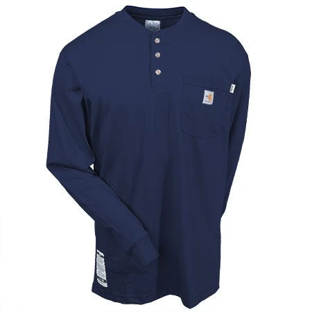 Carhartt Force Shirts: Men's Force Navy Blue 100237 410 Flame Resistant Henley Work Shirt 5 Carhartt Force Shirts: Men's Force Navy Blue 100237 410 Flame Resistant Henley Work Shirt - Image 3