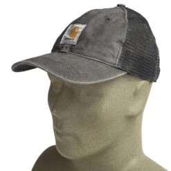 Carhartt Hats: Men's 100286 039 Gravel Grey Buffalo Mesh Back Baseball Cap -Work Clothes Store carhartt 100286 039 p 01
