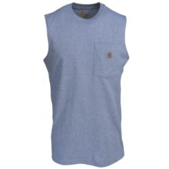 Carhartt Shirts: Men's Heather Grey 100374 034 Workwear Pocket Sleeveless T-Shirt -Work Clothes Store carhartt 100374 7